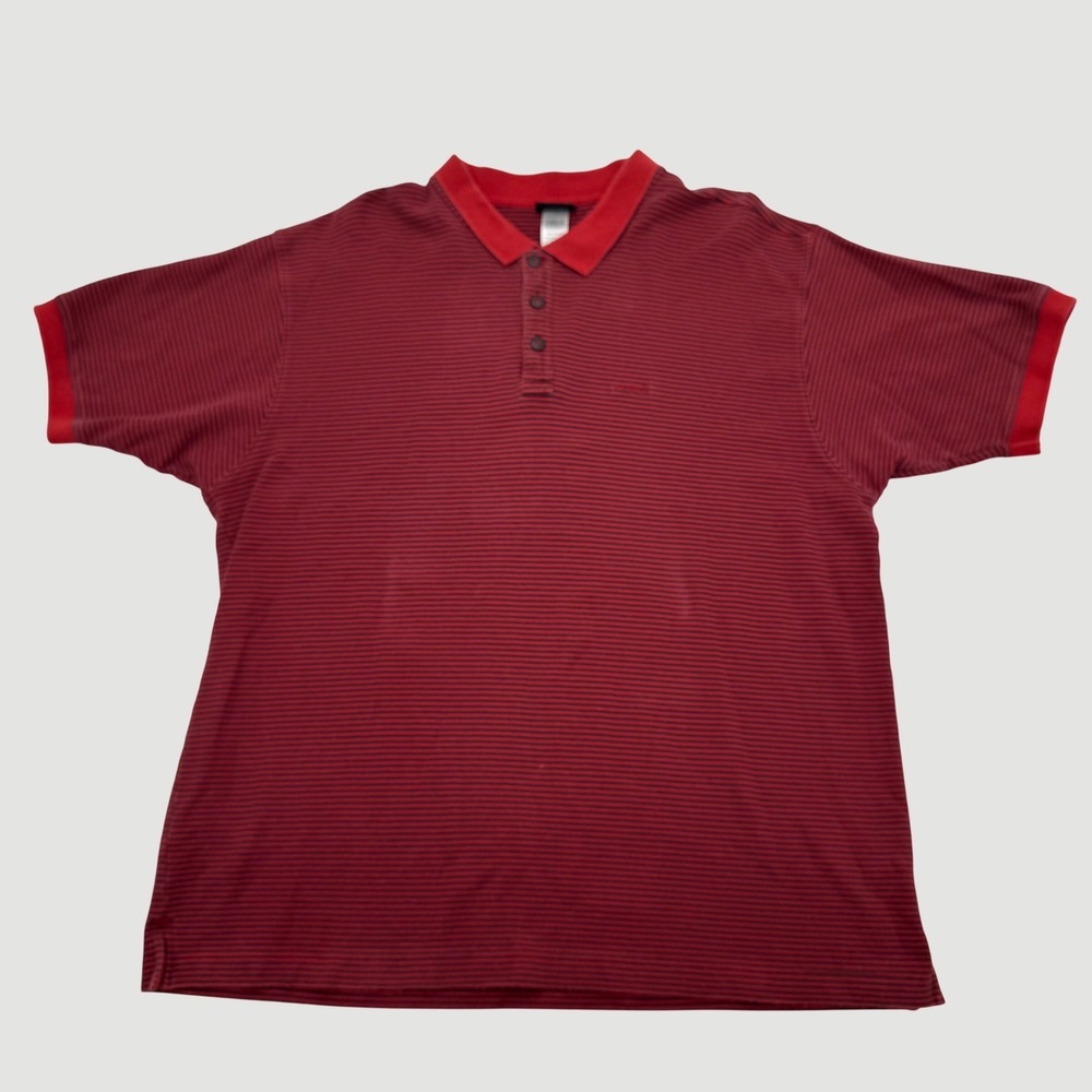 Vintage Patagonia Mens XL Organic Cotton Stripe Polo Shirt Red Navy Short Sleeve
